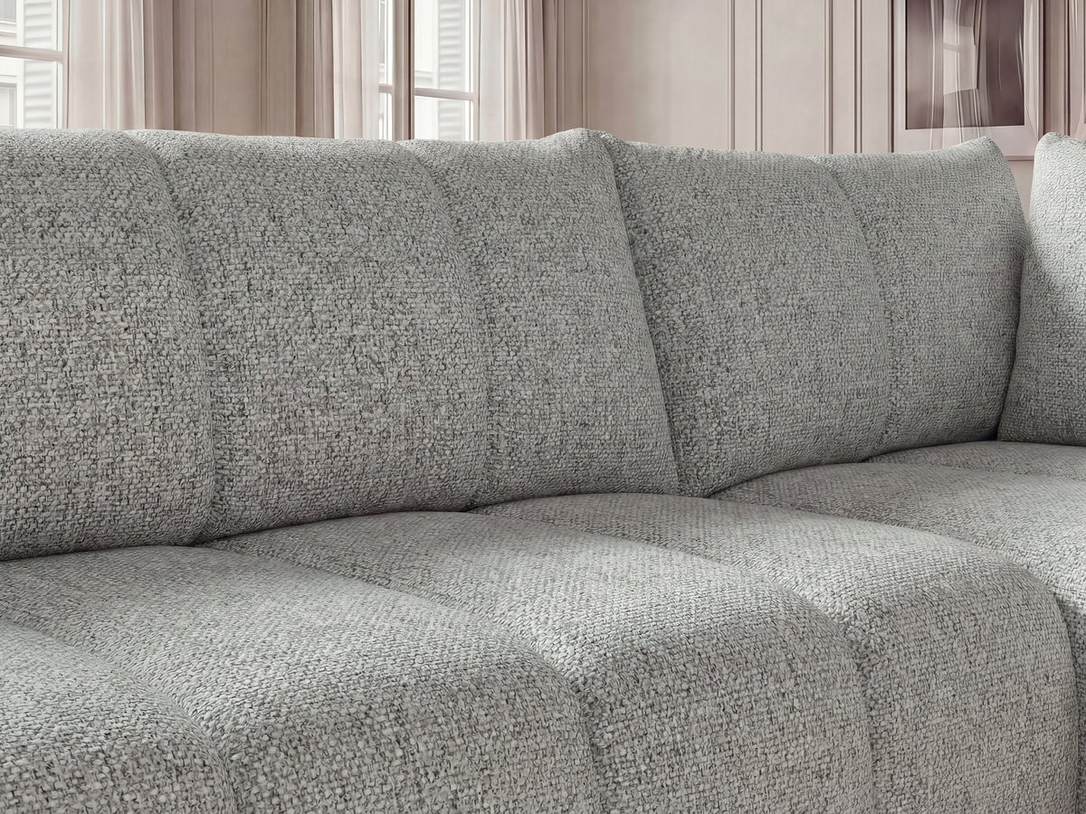 Bobochic Nesty Ecksofa in L-Form, 256 cm, mit Pouf Melange-Stoff Hellgrau Ecke rechts
