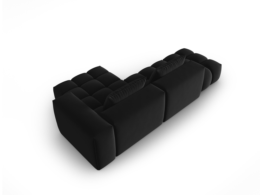 Cosmopolitan Design Ecksofa Verona 4-Sitzer offen Samt Casino Schwarz Rechts