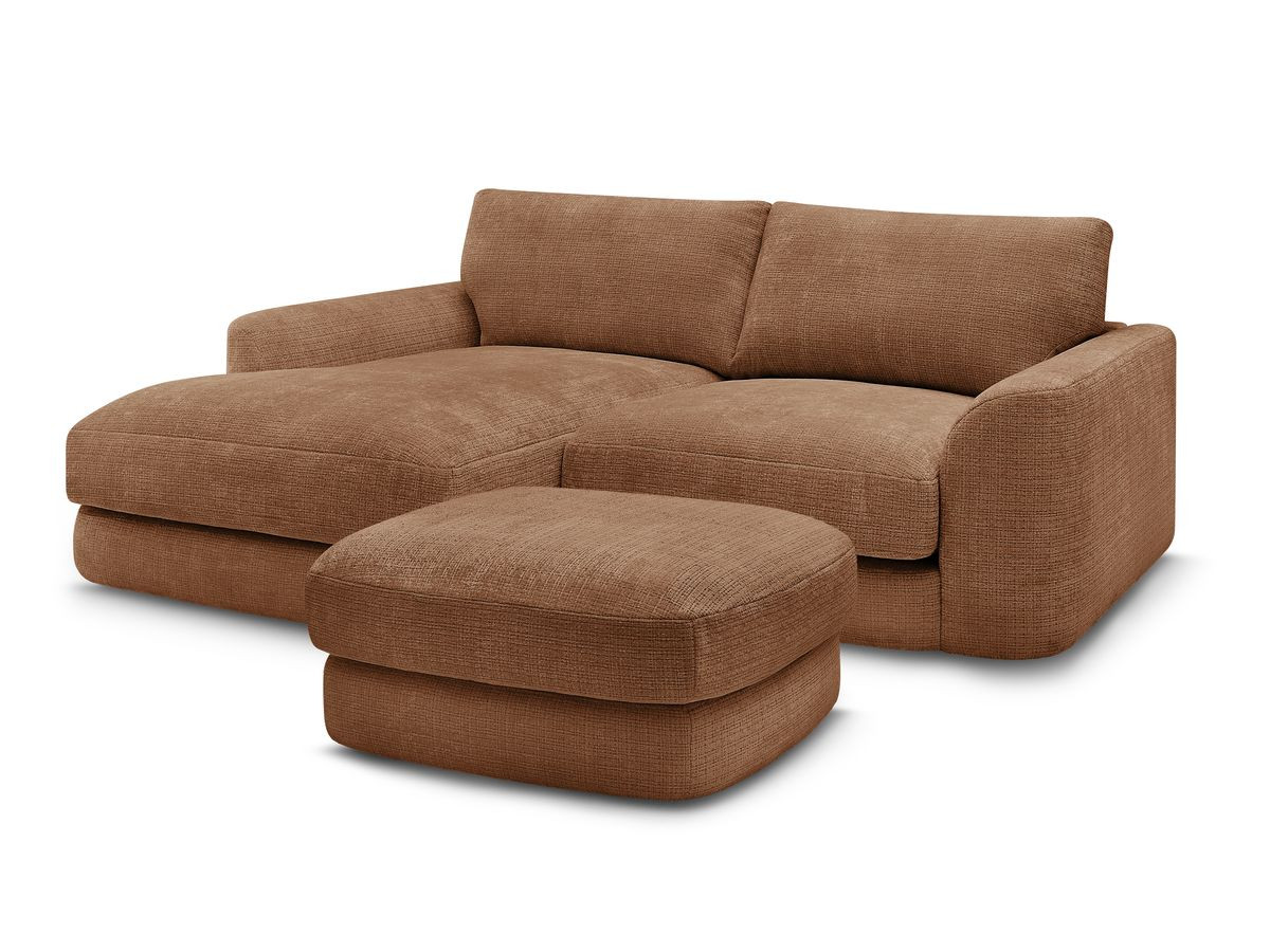 Bobochic Leonore Ecksofa mit Pouf Strukturstoff Orange Ecke links