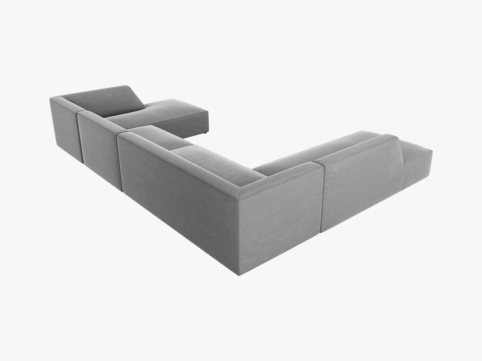 Micadoni Panorama-Ecksofa Ruby 7-Sitzer Links Samt Salvador Grau