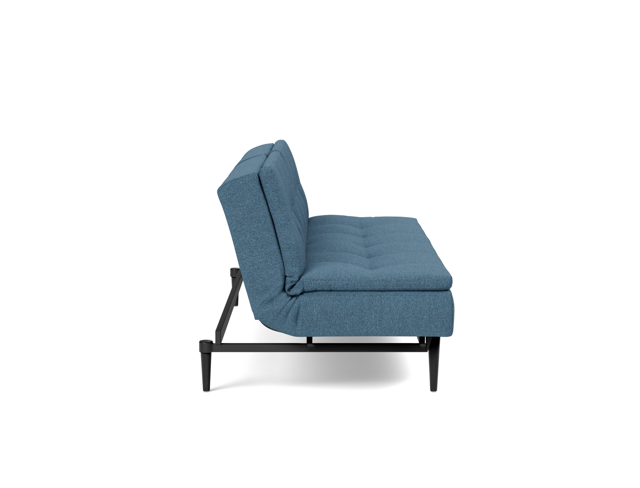 Schlafsofa Dublexo Strukturierter Stoff Weda 302-Weda-Blue Beine Styletto Eiche schwarz