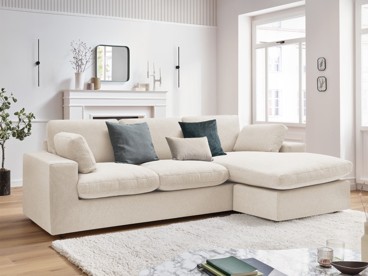 Bobochic Belair Ecksofa 220 × 139 cm Stoff Beige