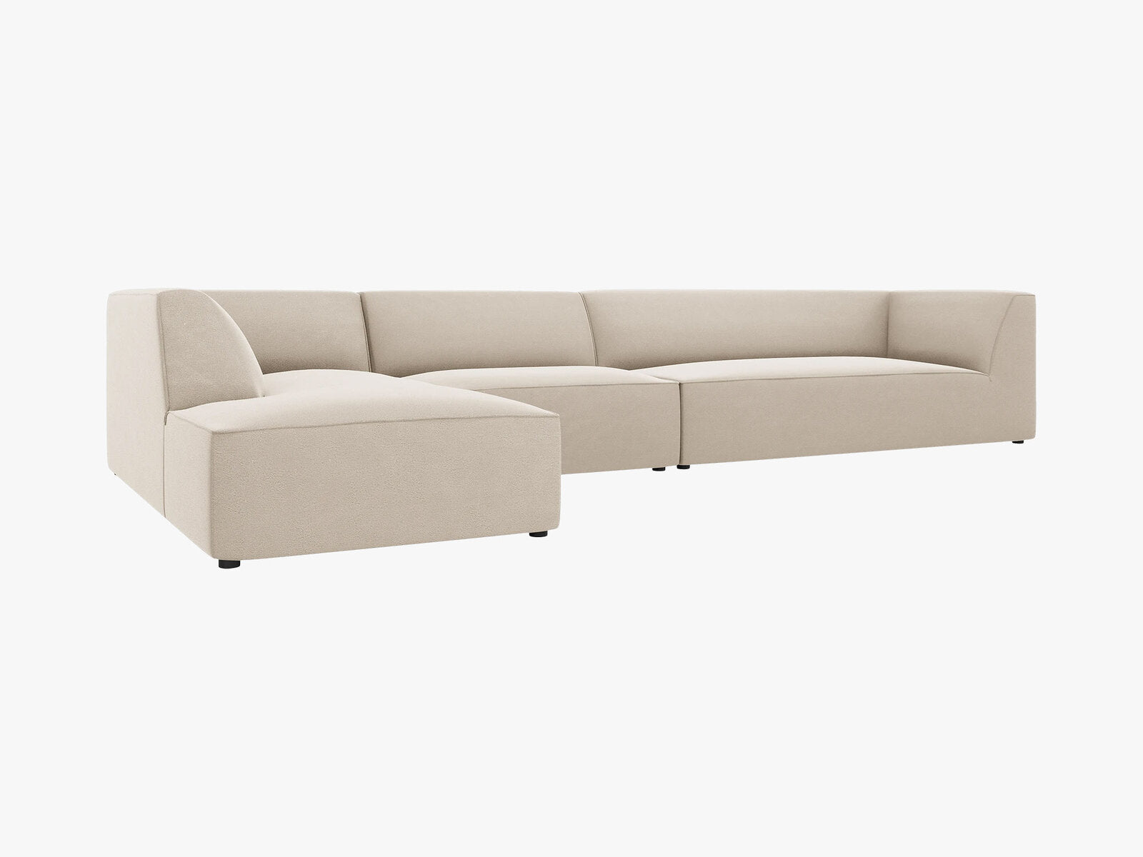 Micadoni Ecksofa Ruby 5-Sitzer Links Samt Salvador Beige