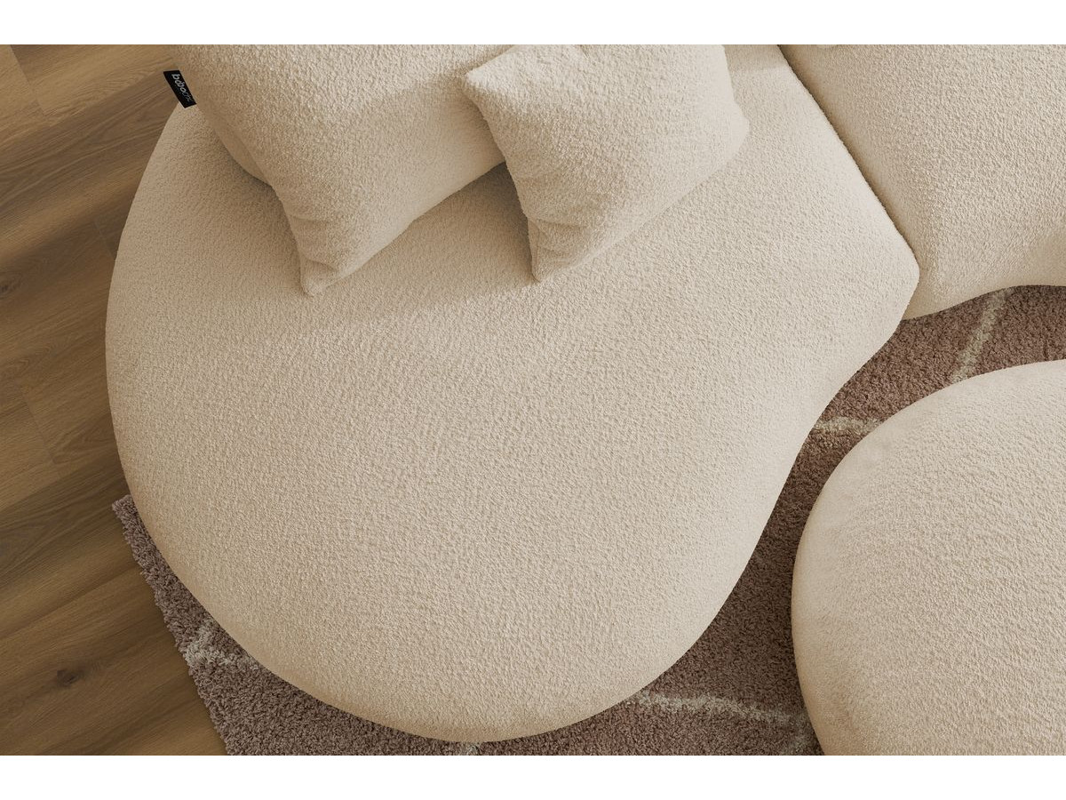 Bobochic Saint-germain Sofa 5-Sitzer mit Pouf Bouclé-Stoff Beige