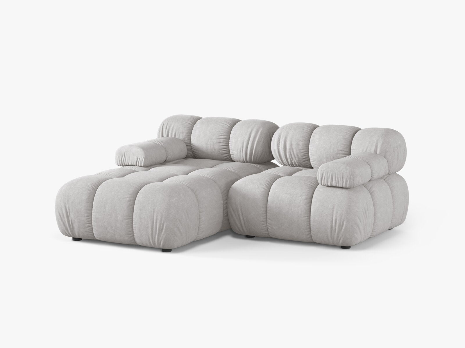 Micadoni Modulares Ecksofa Bellis 3-Sitzer Links Strukturierter Stoff Liberty Hellgrau
