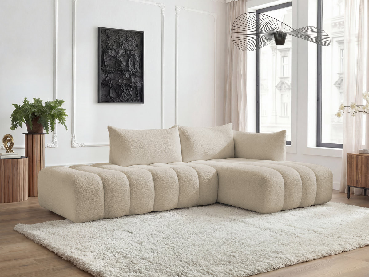 Bobochic Azra Ecksofa 319 × 178 cm Bouclé-Stoff Beige Ecke rechts
