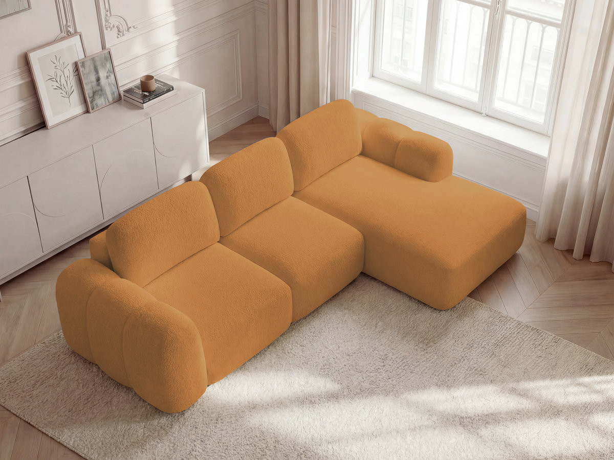Bobochic Montaigne Ecksofa mit Schlaffunktion und Bettkasten 276 × 164 cm Bouclé-Stoff Gelb Ecke rechts