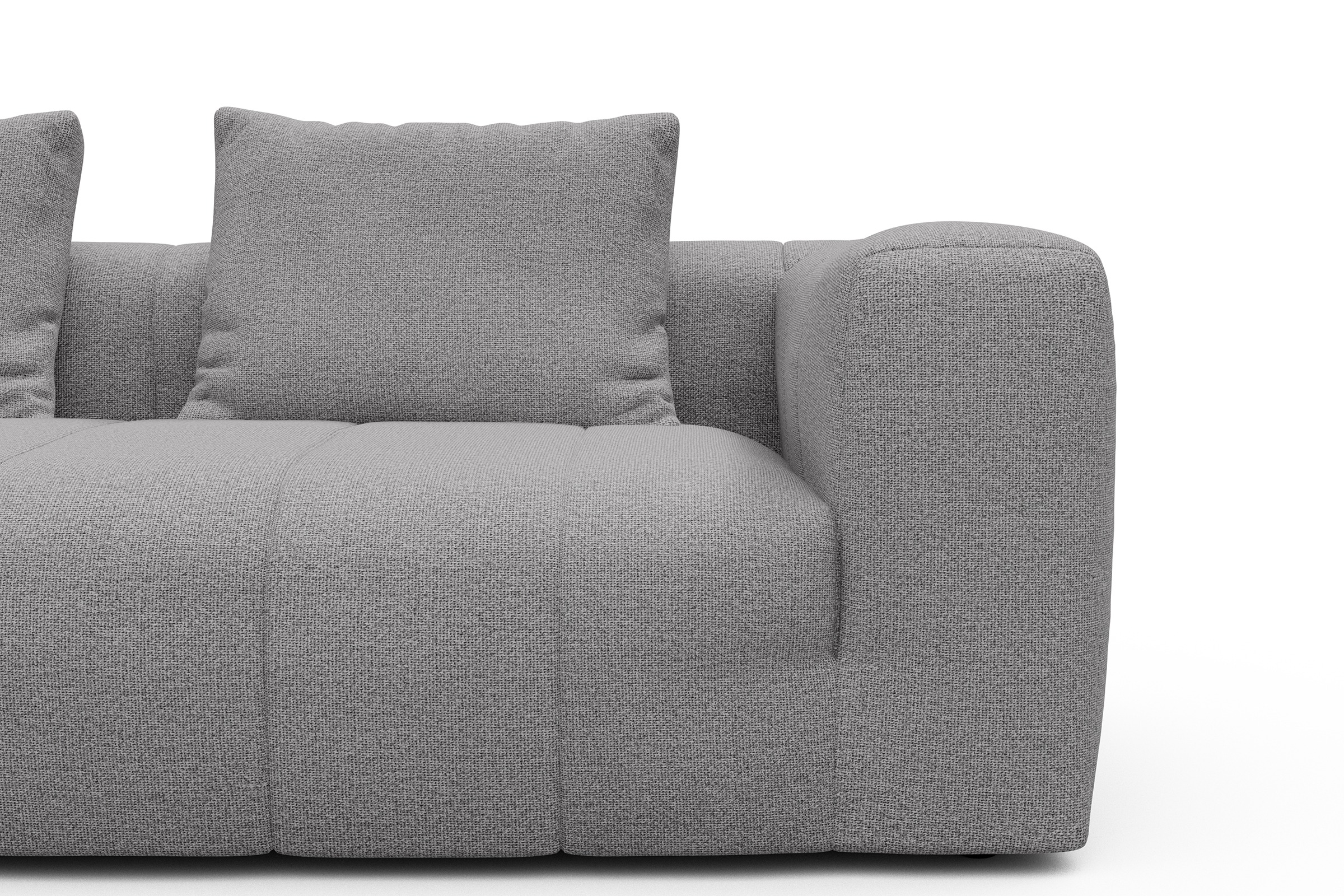 Ecksofa Hugo 2,5-Sitzer Armlehne rechts mit Chaiselongue Sama-Grey