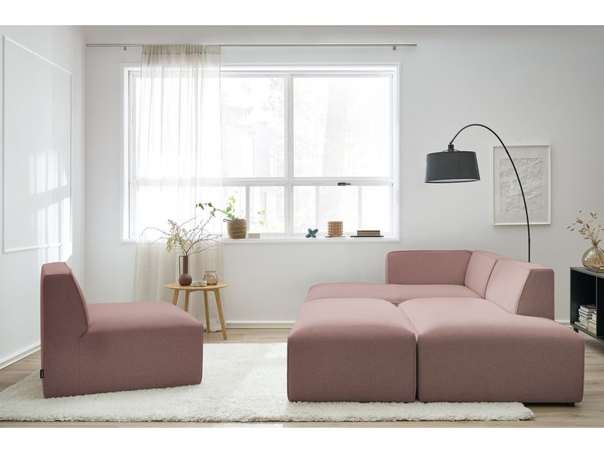 Bobochic Megeve Ecksofa mit Pouf Melange-Stoff Rosa Ecke links