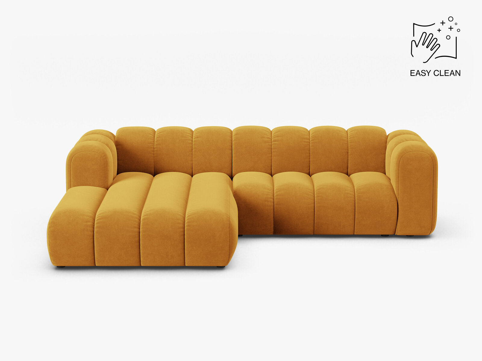 Micadoni Modulares Ecksofa Lupine 4-Sitzer mittelgroß Samt Venus Gelb Links