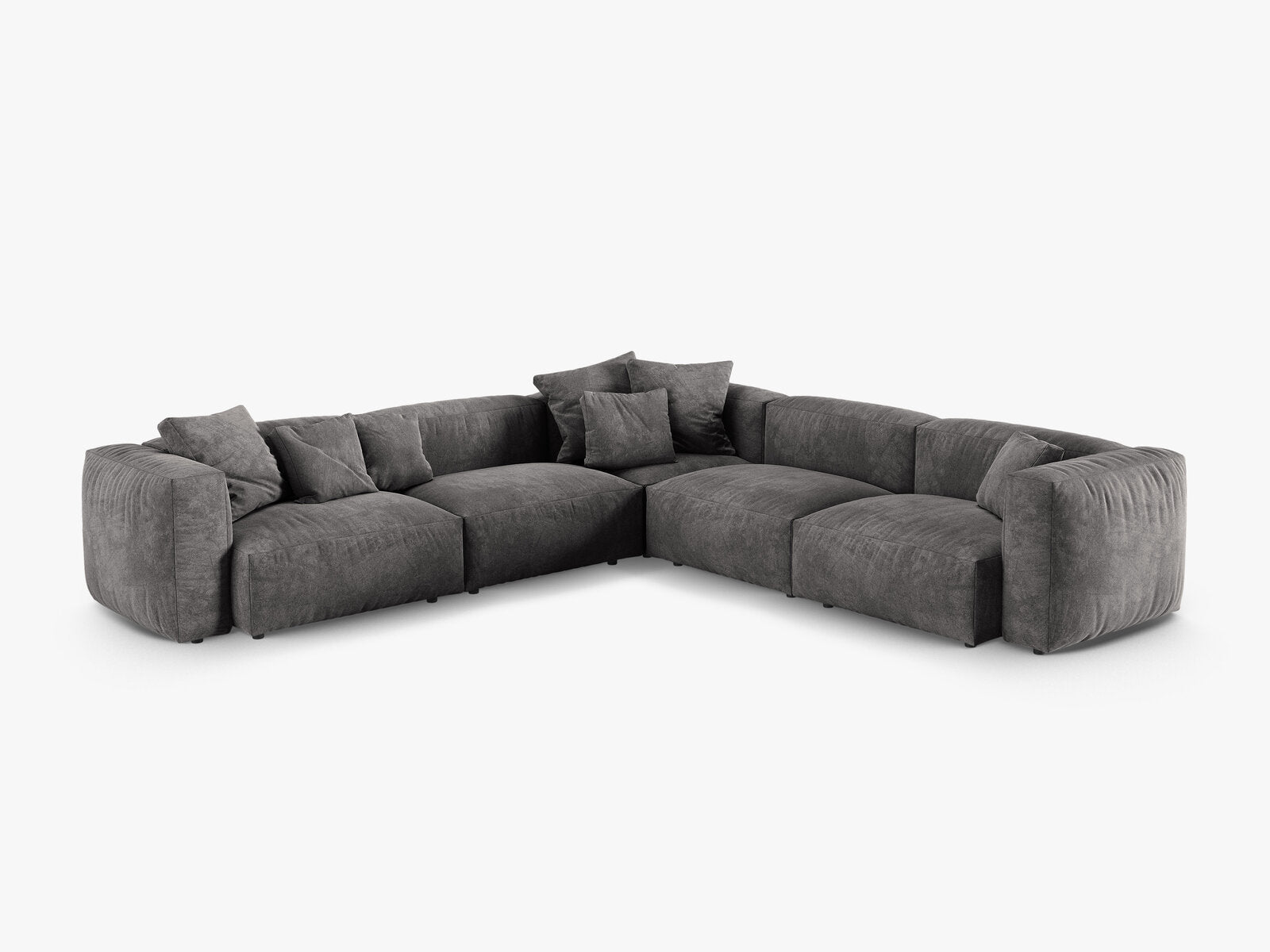 Micadoni modulares symmetrisches Ecksofa XL Martina 5-Sitzer 90cm Sitztiefe Samt Vogue Grau