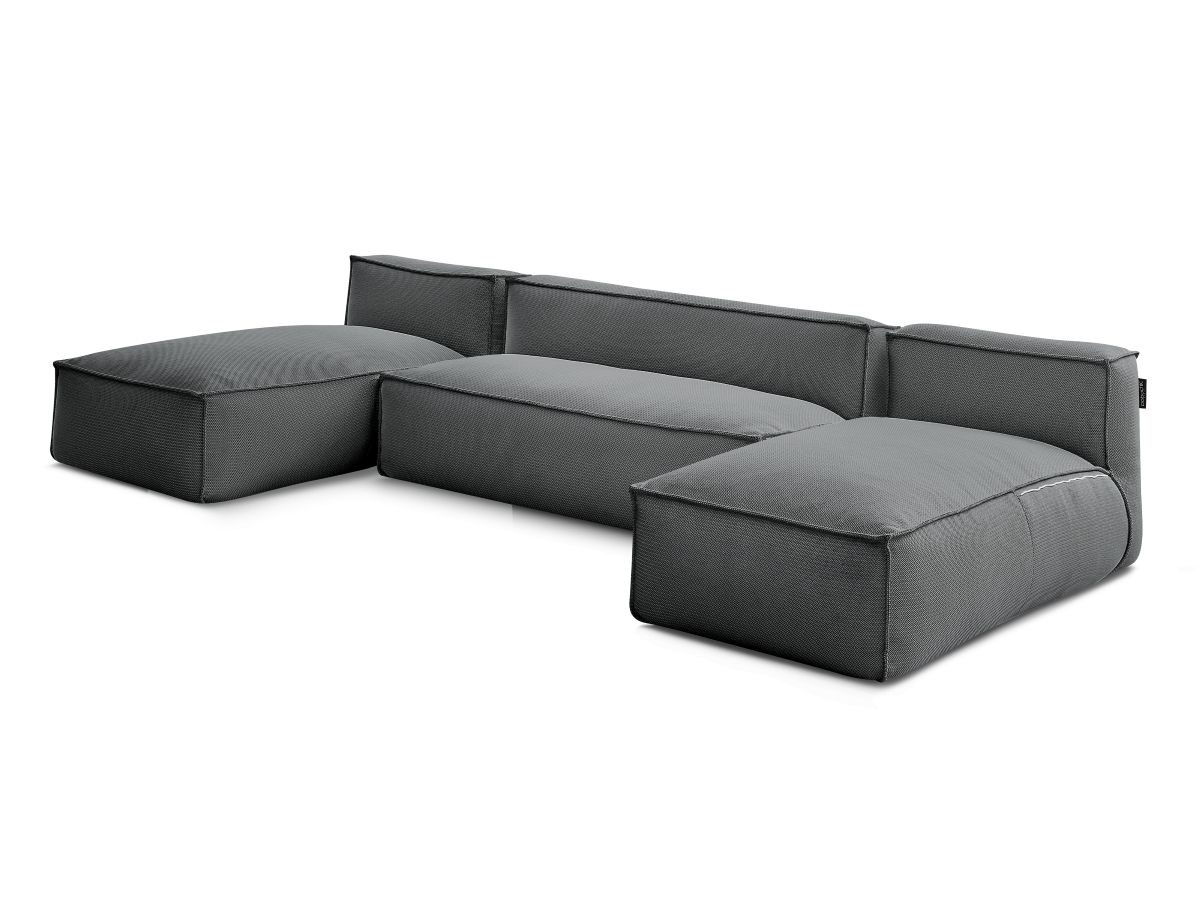 Bobochic Biarritz Gartensofa 4-Sitzer Melange-Stoff Schwarz