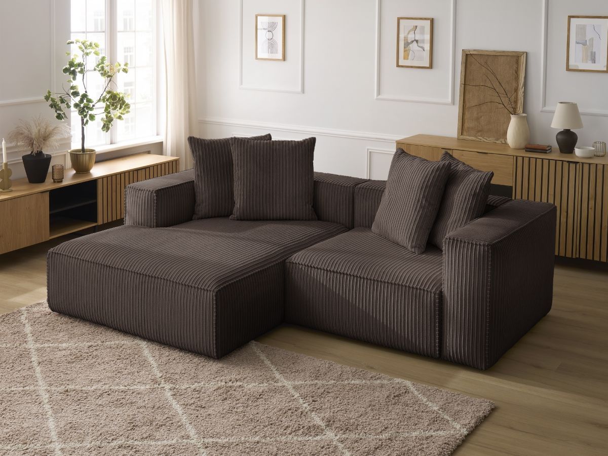 Bobochic Nina Ecksofa Cordsamt Braun Ecke links