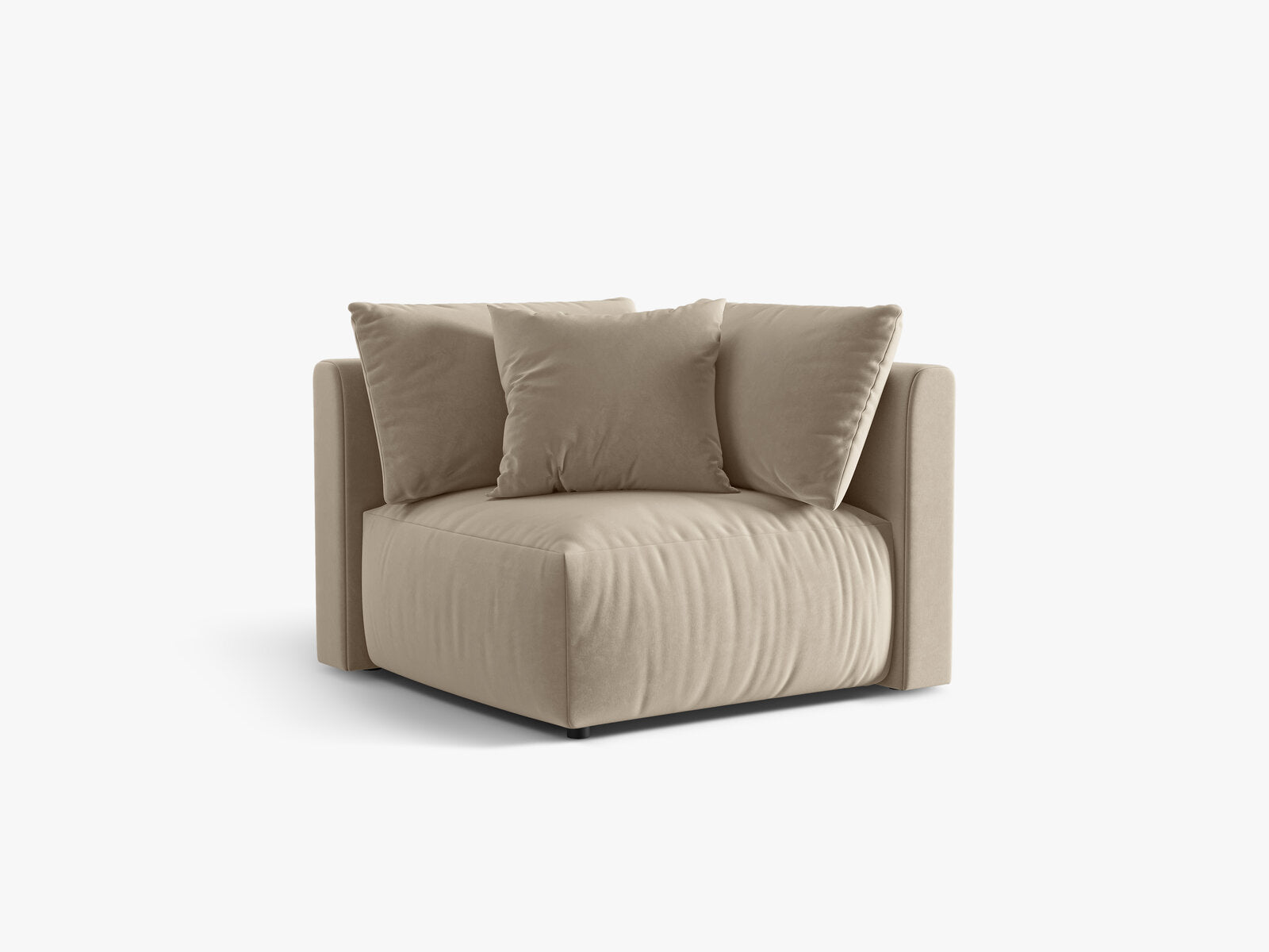 Micadoni Eckmodul Chris 1-Sitzer Samt Ecru