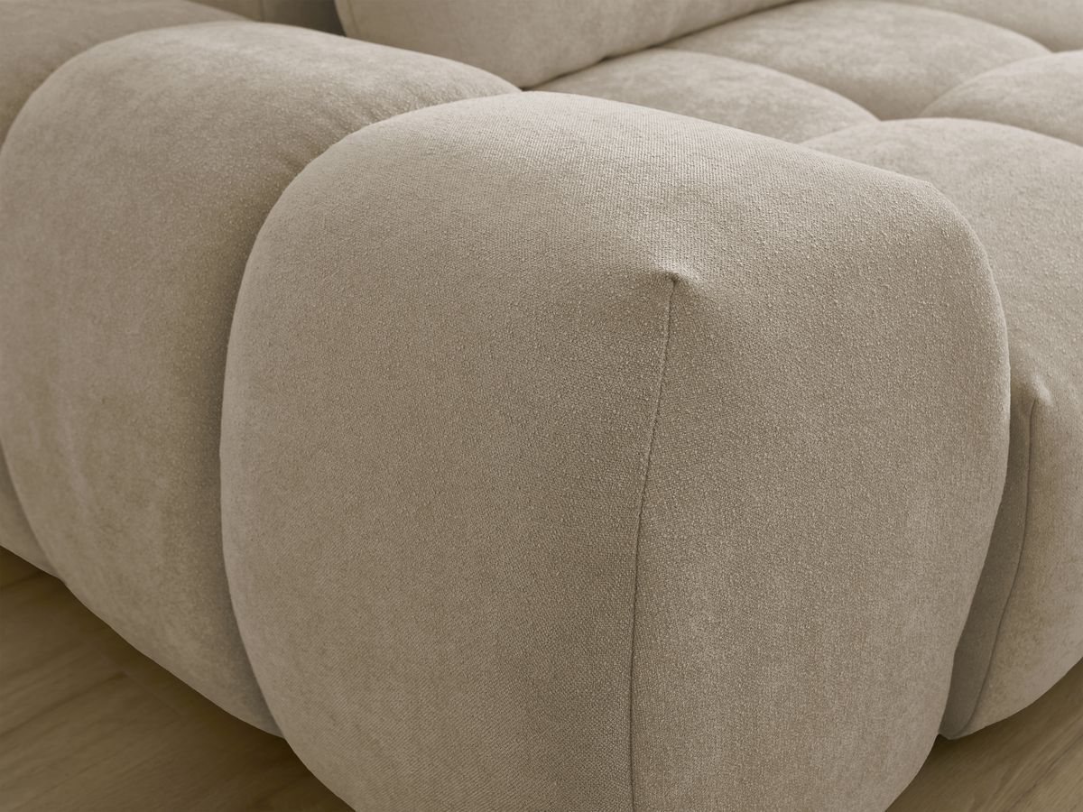 Bobochic Everest Sofa 3-Sitzer mit Pouf, 2 Kissen Strukturstoff Taupe
