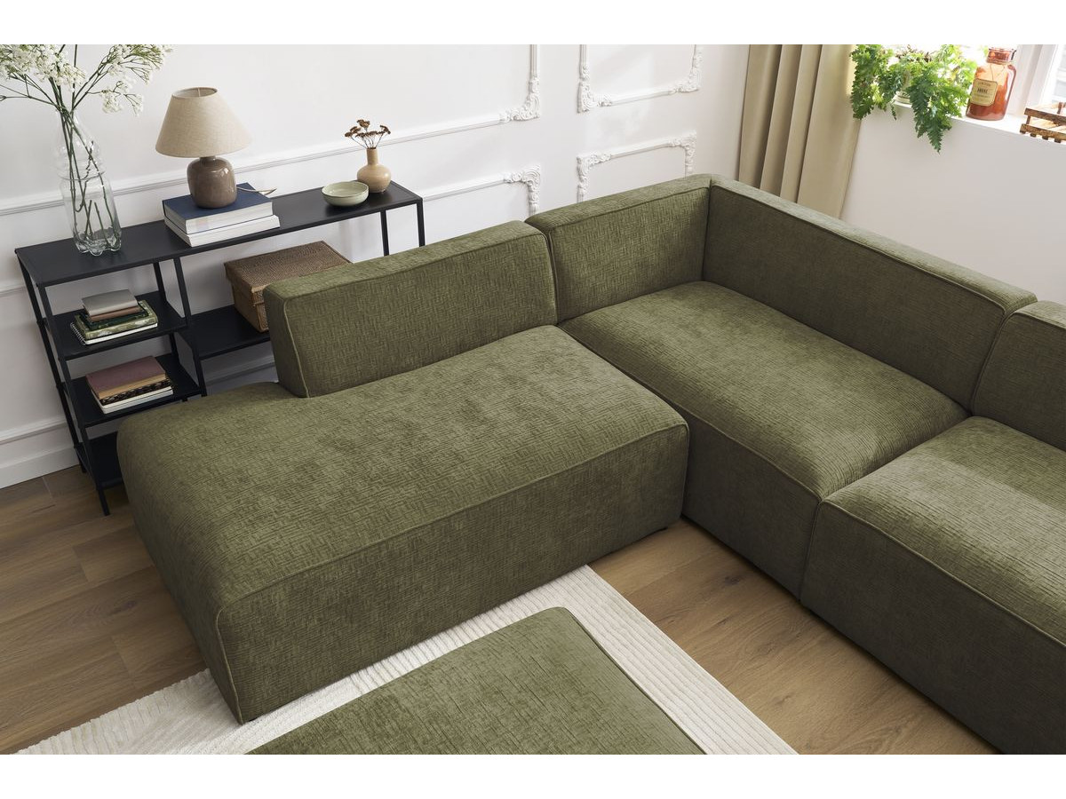 Bobochic Megeve Wohnlandschaft mit Pouf Strukturstoff Grün Ecke rechts
