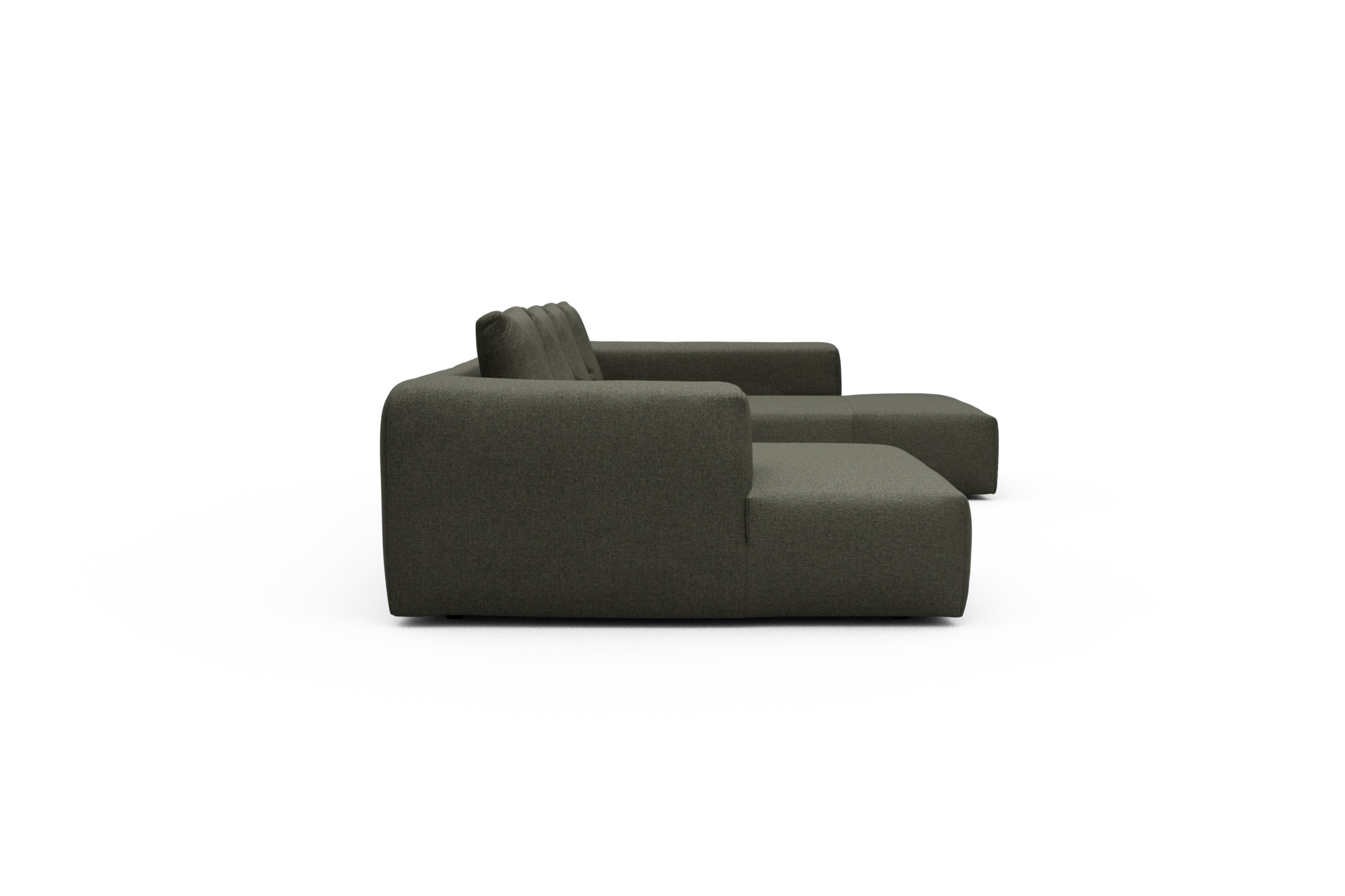 Wohnlandschaft Fred Relax-Ecke rechts mit 2-Sitzer und Chaiselongue links Sama-Winter-Moss