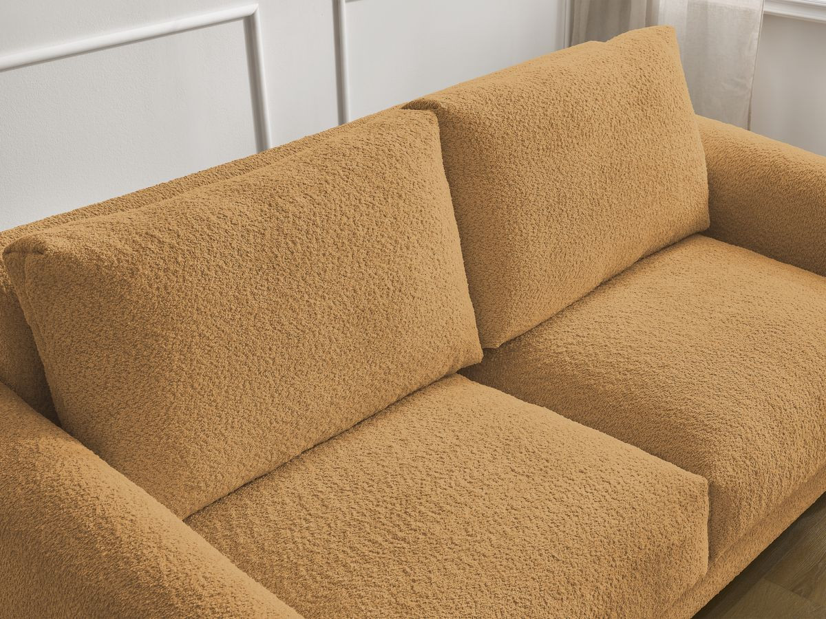 Bobochic Cocoone Schlafsofa 3-Sitzer Bouclé-Stoff Gelb, Liegefläche 140 × 200 cm