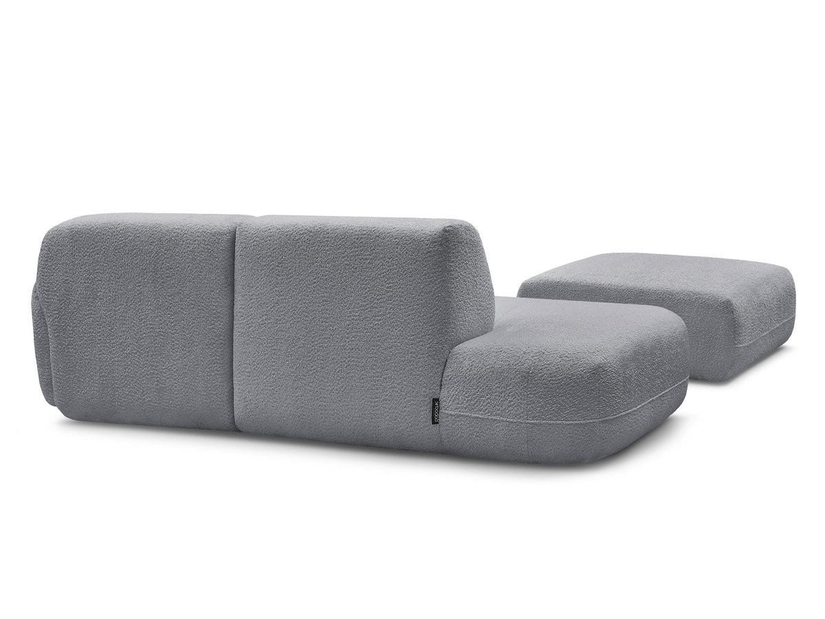 Bobochic Anda Ecksofa mit Pouf 241 × 163 cm Chenille Grau Ecke rechts