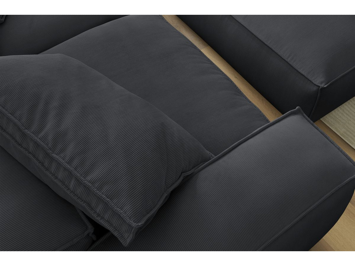 Bobochic Boheme Sofa 4-Sitzer mit Pouf Cordsamt Schwarz