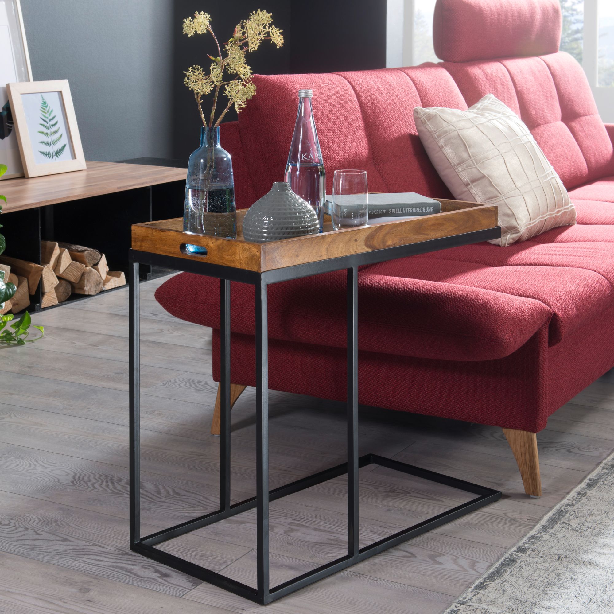 Beistelltisch Gislev Sheesham Massivholz 70 × 34 × 65 cm