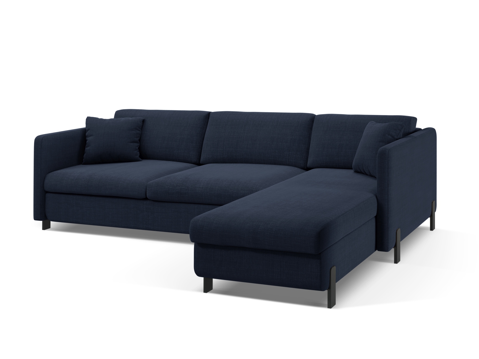 Micadoni Schlaf-Ecksofa Gloria 5-Sitzer Rechts Strukturierter Stoff Blau 205x160
