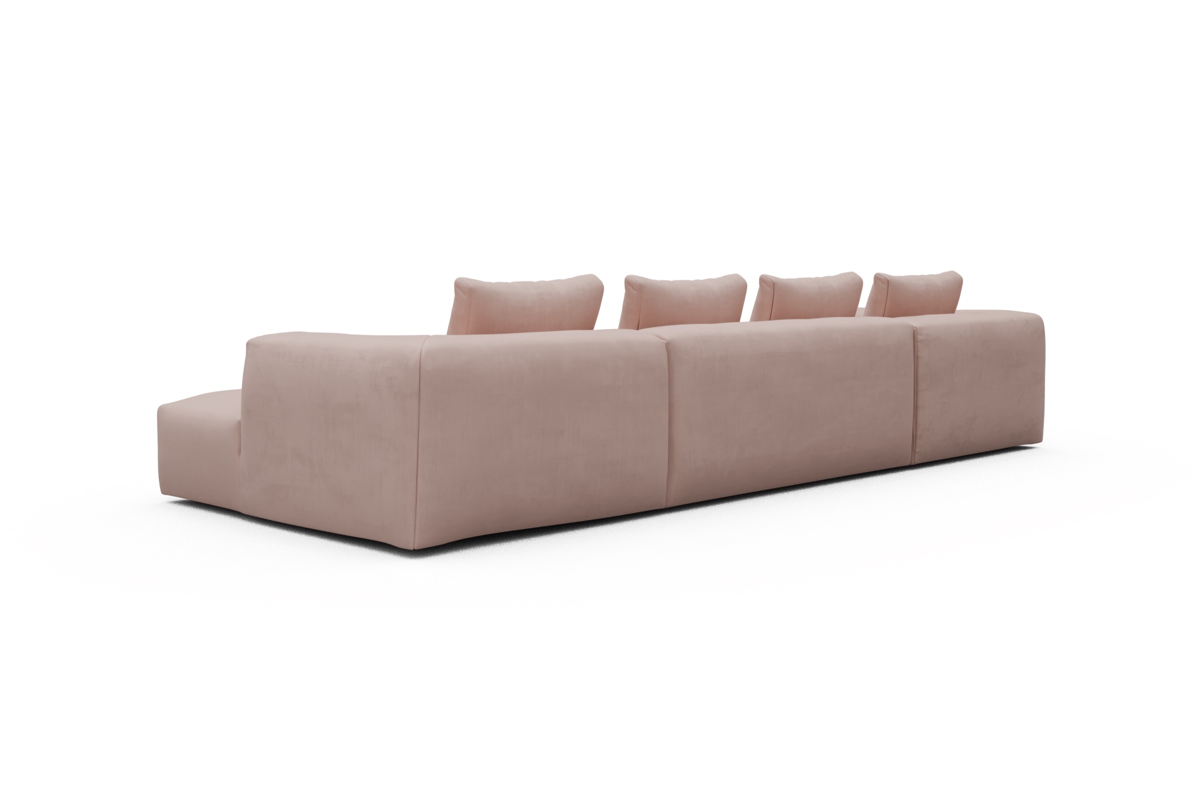 Wohnlandschaft Fred Relax-Ecke links mit 2-Sitzer und Chaiselongue rechts Cordufine-Blush