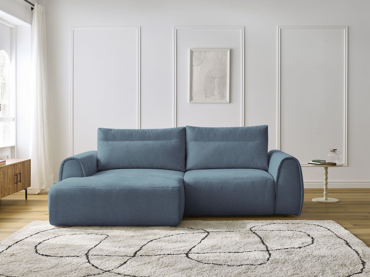Bobochic Aden Ecksofa 246 × 152 cm Stoff Hellblau Ecke links