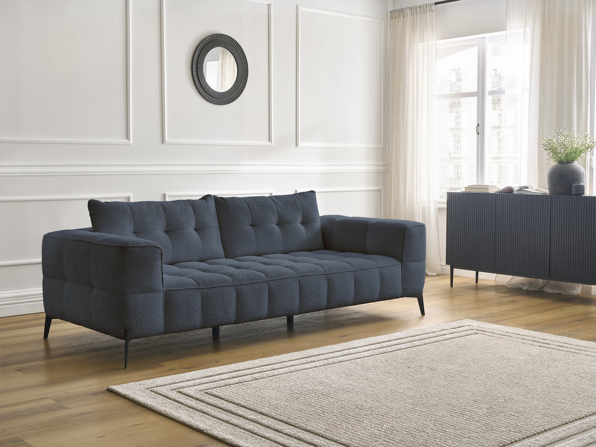 Bobochic Anis Sofa 3-Sitzer Bouclé-Stoff Dunkelblau