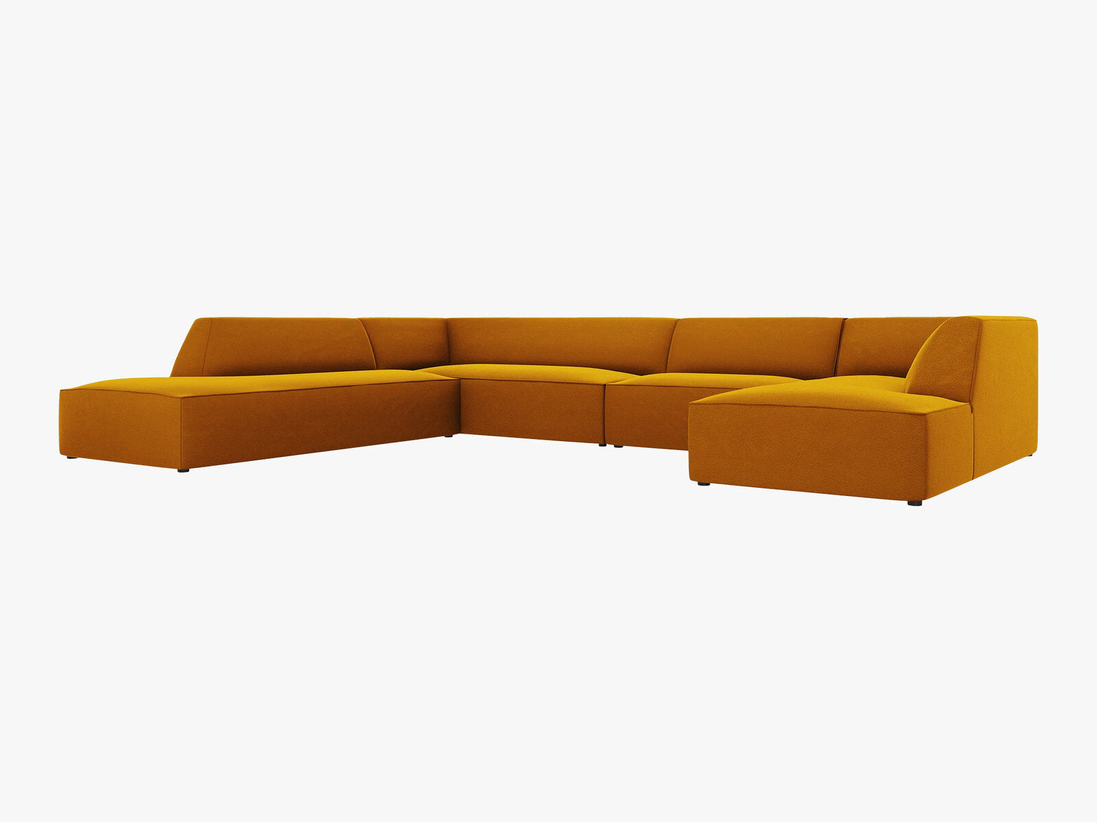 Micadoni Panorama-Ecksofa Ruby 7-Sitzer Links Samt Salvador Gelb