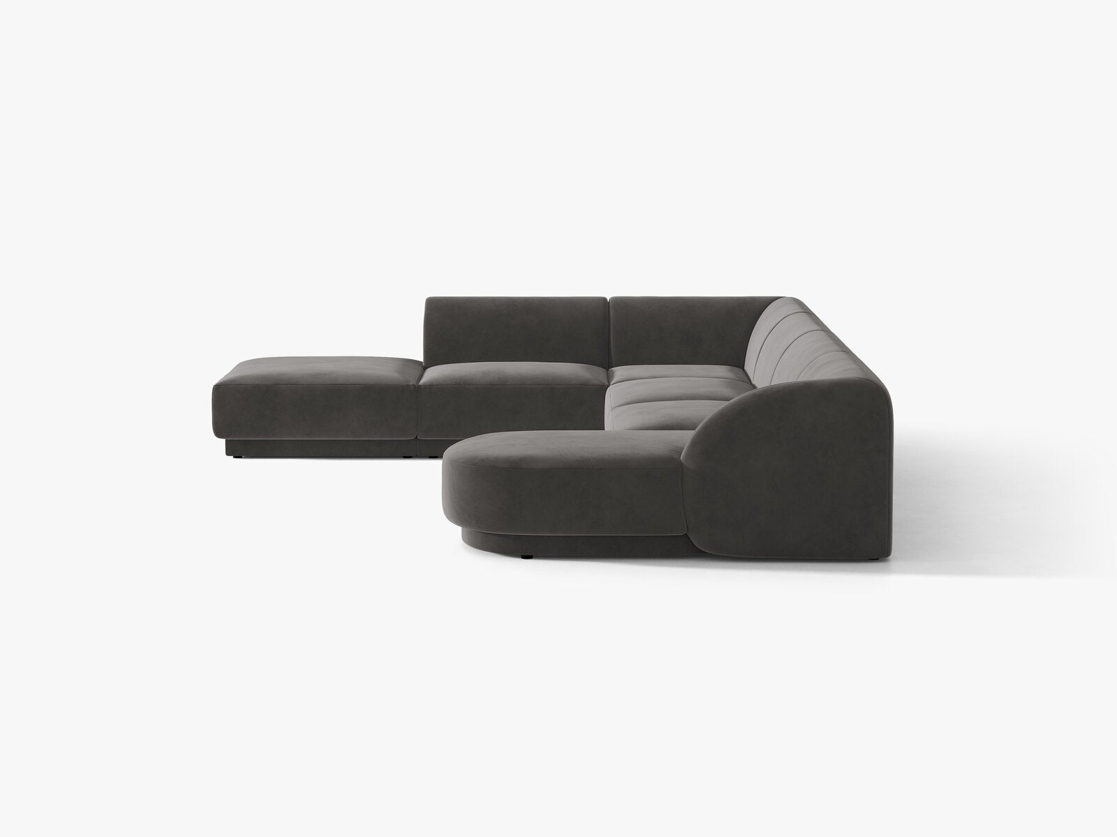 Micadoni Panorama-Ecksofa Miley 6-Sitzer Links Samt Venus Grau