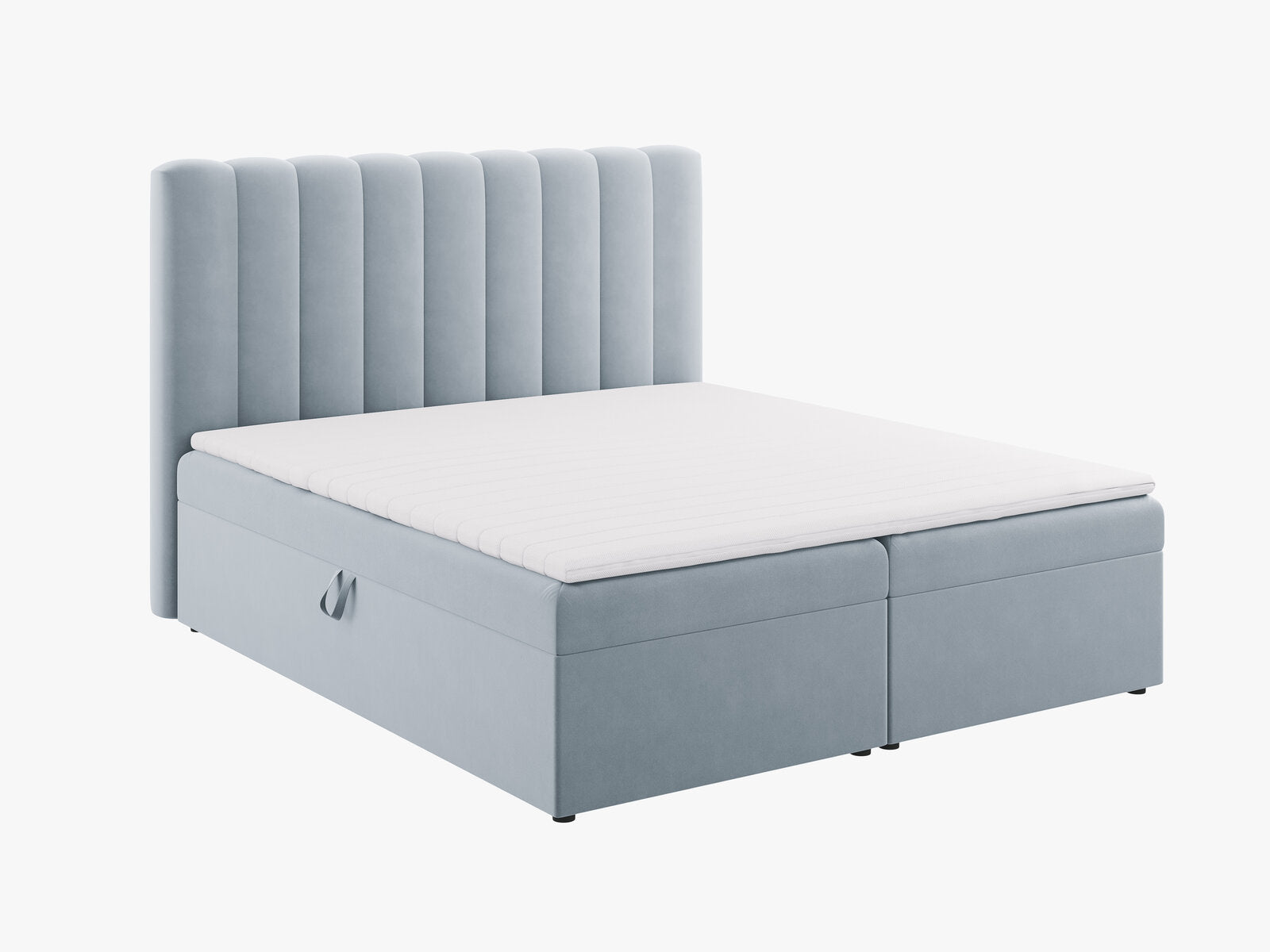 Micadoni Boxspringbett Kelp Samt Hellblau 180x200