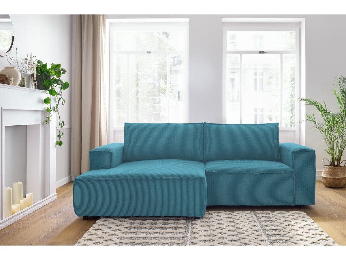 Bobochic Nihad Ecksofa Cordsamt Dunkelblau Ecke links