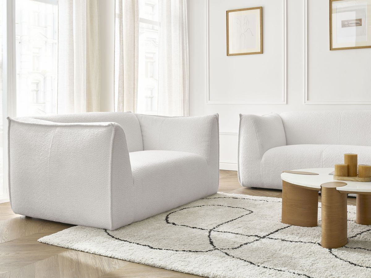 Bobochic Giorgia Sofa 5-Sitzer 412 × 100 cm Bouclé-Stoff Weiß