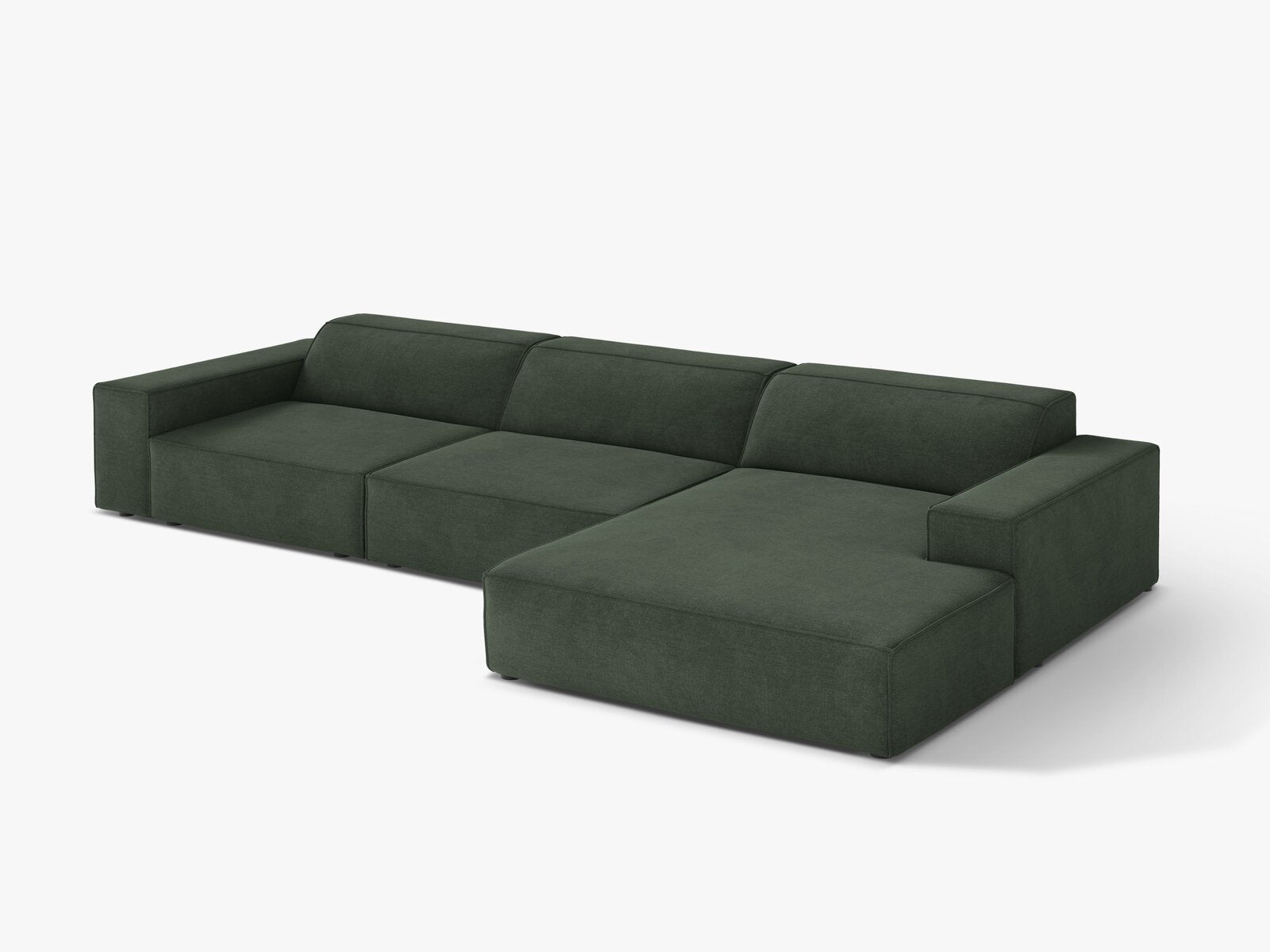 Micadoni Ecksofa Jodie 4-Sitzer Strukturierter Stoff Liberty Moßgrün Rechts