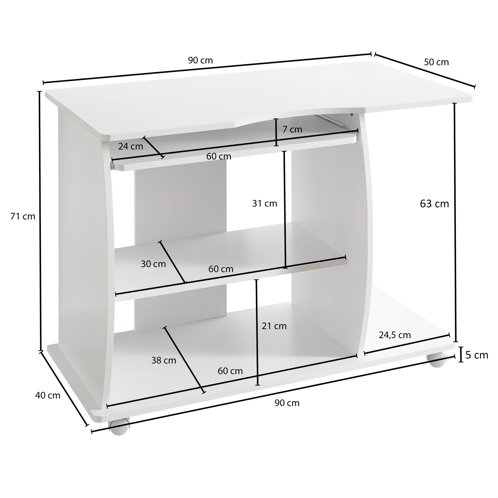 Computertisch Dovre Weiß 90 × 50 × 71 cm