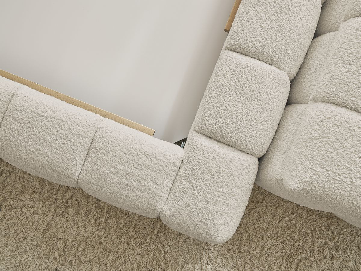 Bobochic Mont-blanc Polsterbett mit Bettkasten mit Bettbank Bouclé-Stoff Beige, Liegefläche 140 × 190 cm