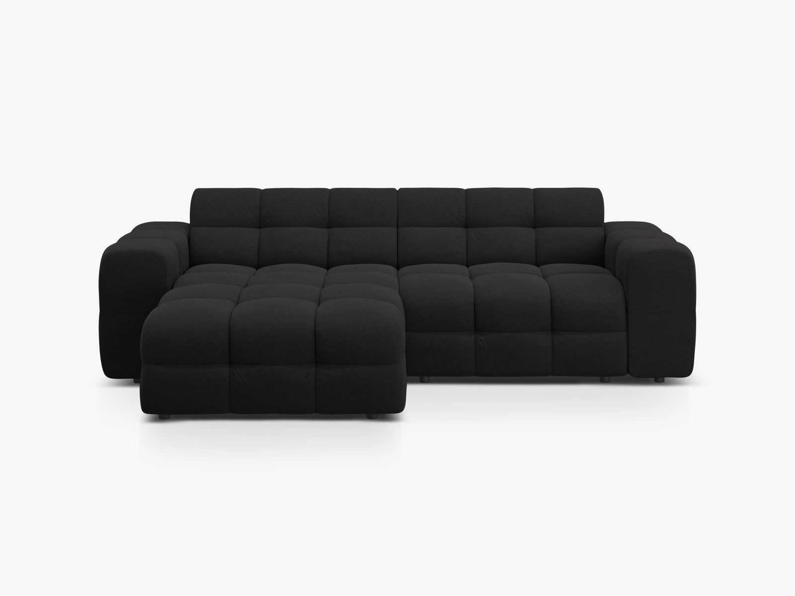 Micadoni Ecksofa Kendal 4-Sitzer Links Strukturierter Stoff Schwarz