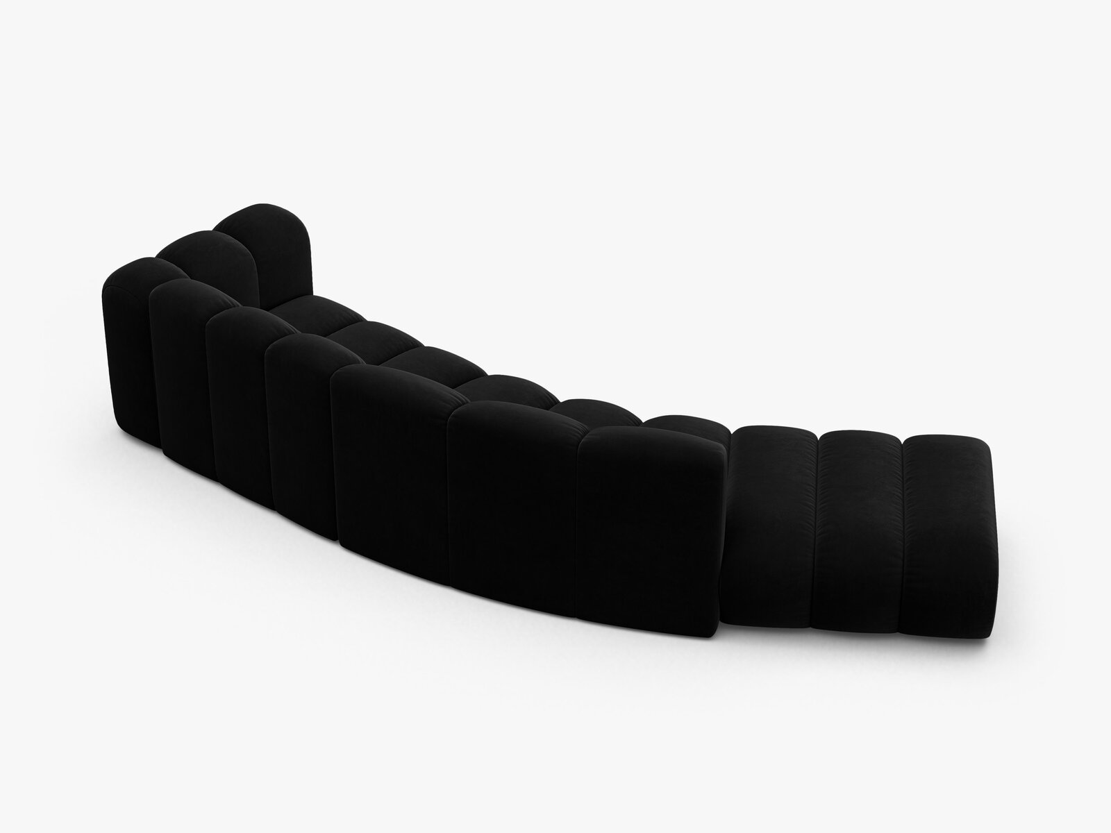 Micadoni Modulares Sofa Lupine 5-Sitzer Links Samt Salvador Schwarz