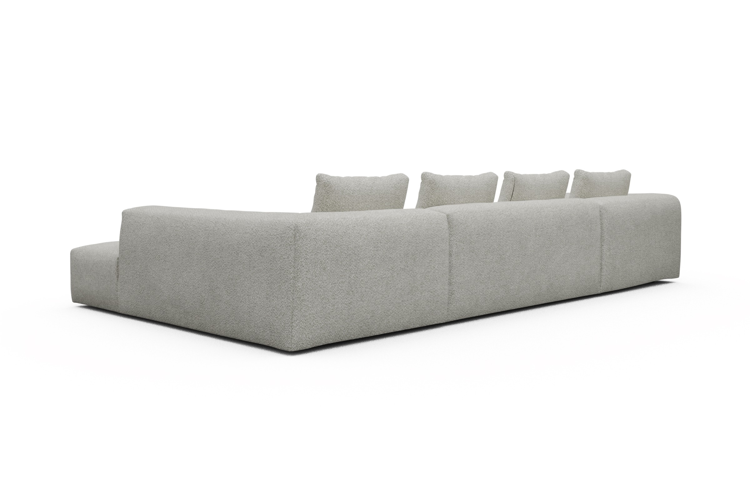 Wohnlandschaft Fred Relax-Ecke rechts mit 2-Sitzer und Chaiselongue links Boucle Vanora 867-Warm-Sand