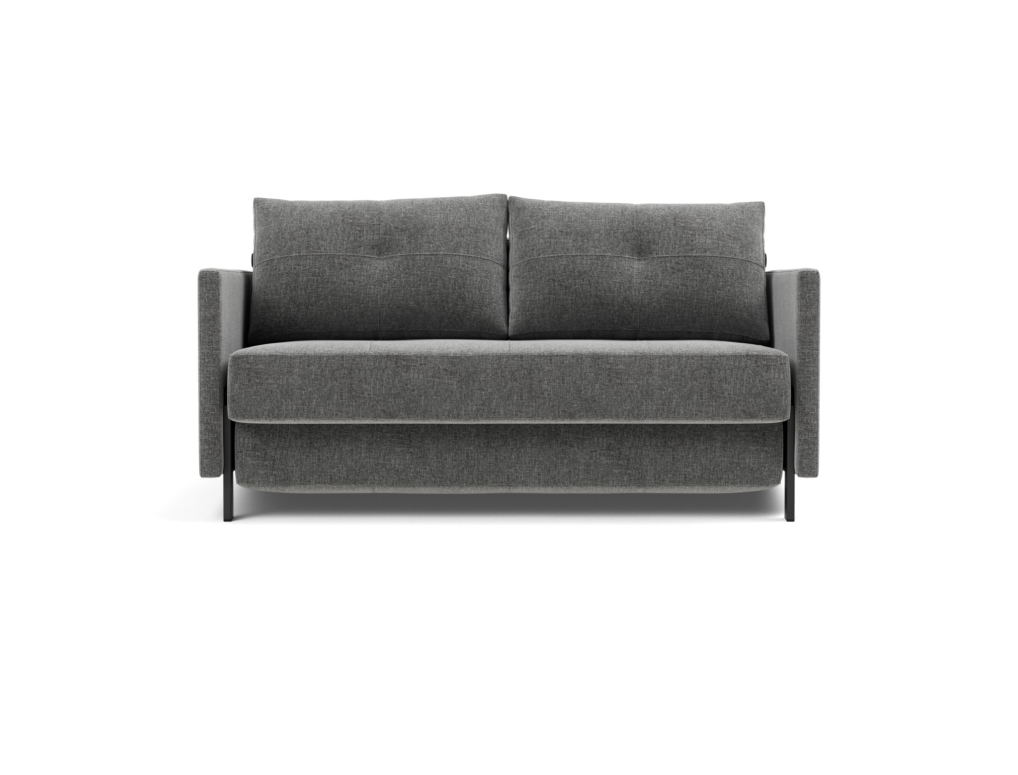 Schlafsofa Cubed mit Armlehnen 140 Strukturierter Stoff Twist 563-Charcoal