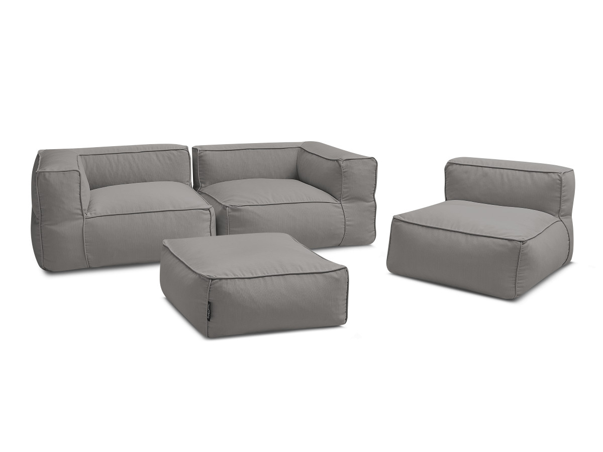 Bobochic Giulia Gartensofa 4-Sitzer mit Pouf, 2 Eckmodule Stoff Dunkelgrau