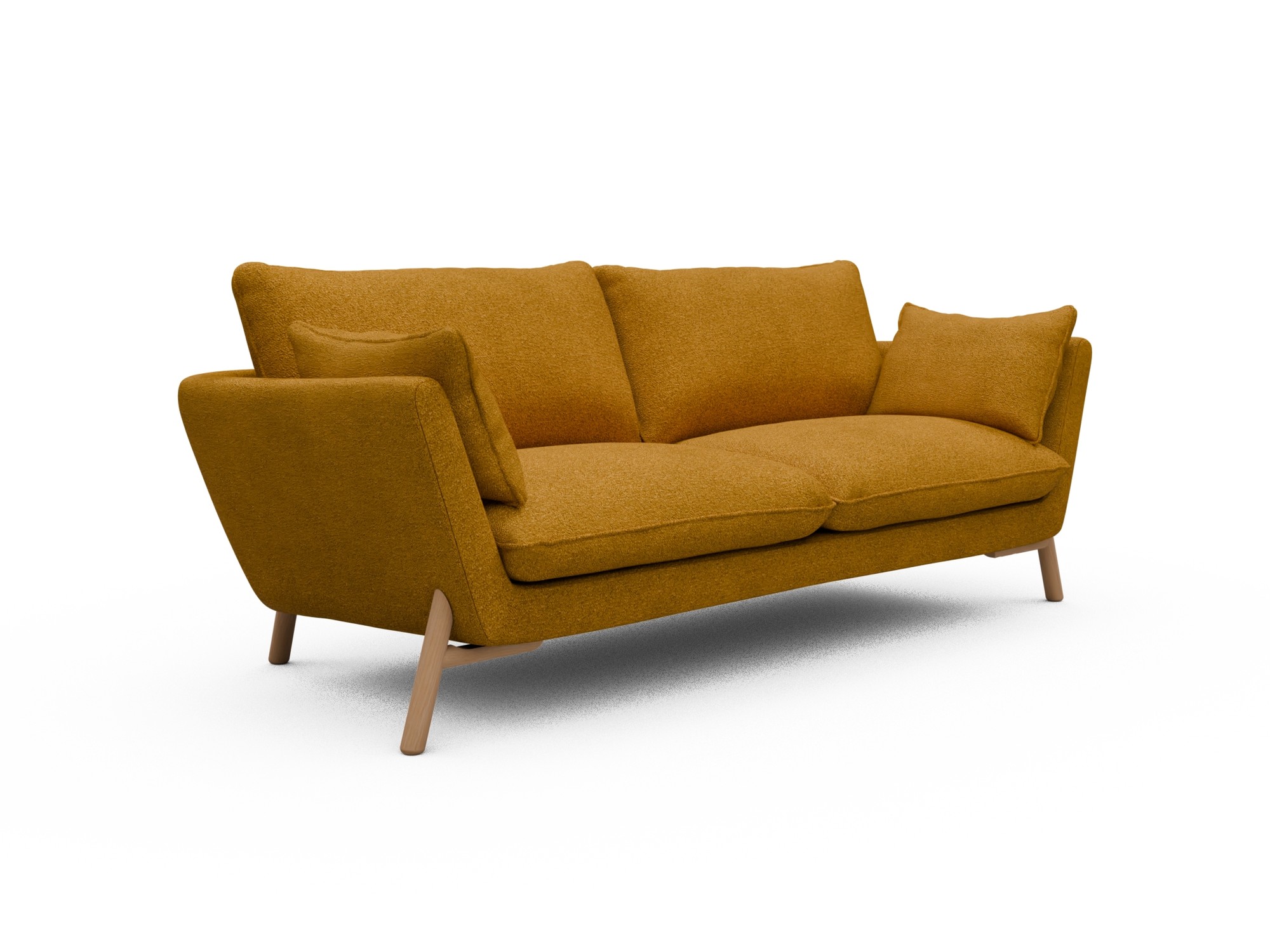 Skandi Home Sofa Emil 3-Sitzer Beinfarbe Eiche Natur Boucle-Ochre moebelfaktor