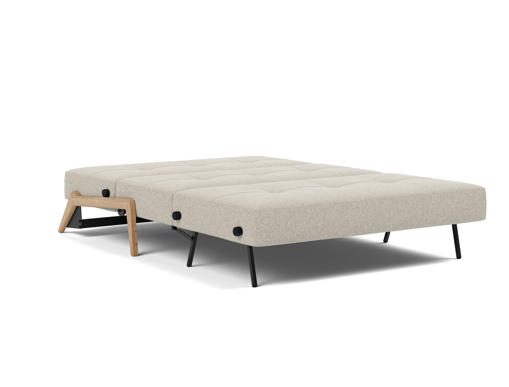 Schlafsofa Cubed 140 Boucle Skandi 539-Beige Beine Eiche