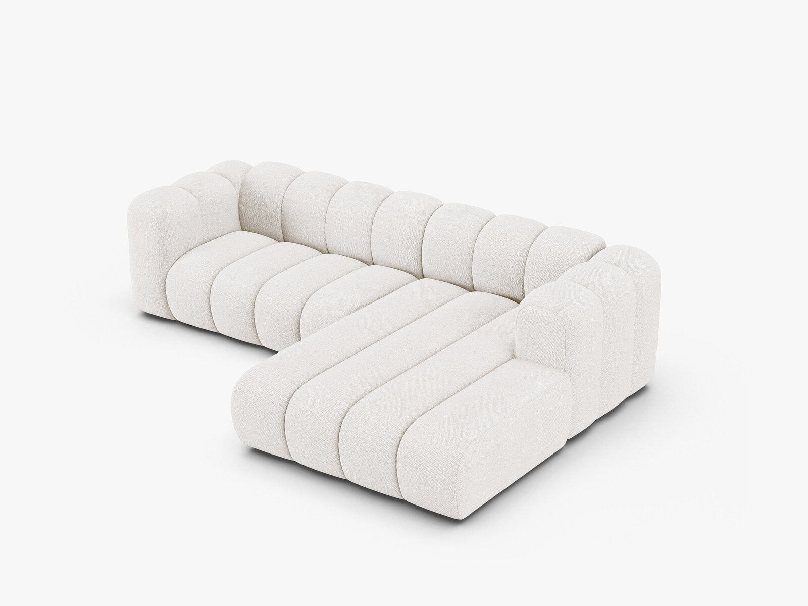 Micadoni Modulares Ecksofa Lupine 4-Sitzer mittelgroß Rechts Boucle Baloo Weiß
