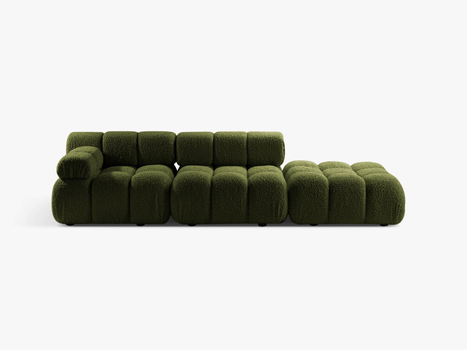 Micadoni Modulares Sofa Bellis 4-Sitzer Rechts Boucle Rolf Grün