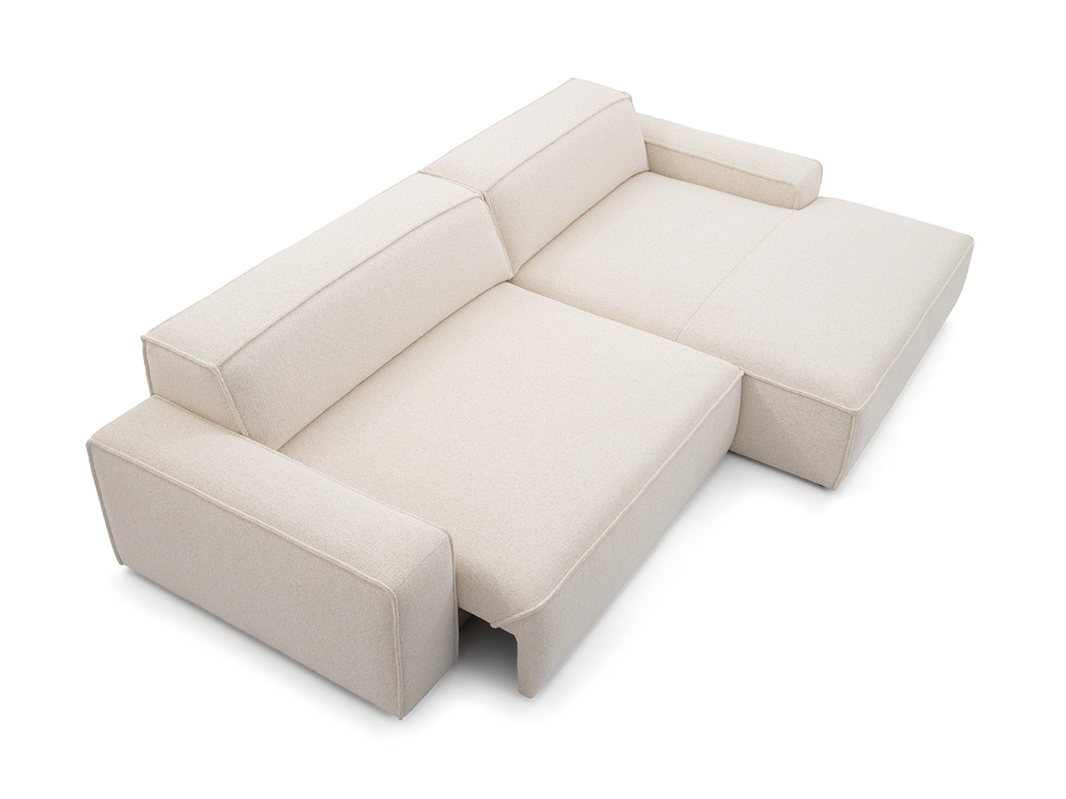 Bobochic Abel Ecksofa mit Schlaffunktion Melange-Stoff Beige Ecke rechts