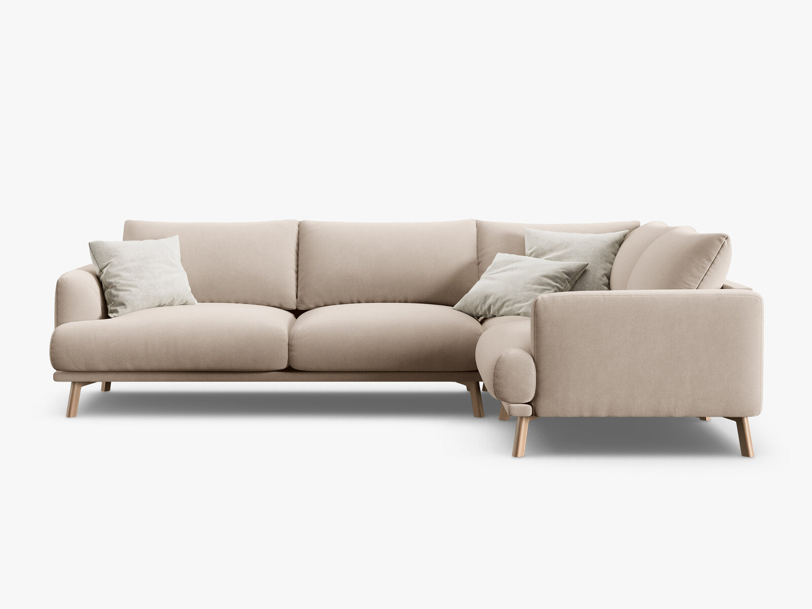 Micadoni Ecksofa Naomi 4-Sitzer große Version Rechts Samt Salvador Beige