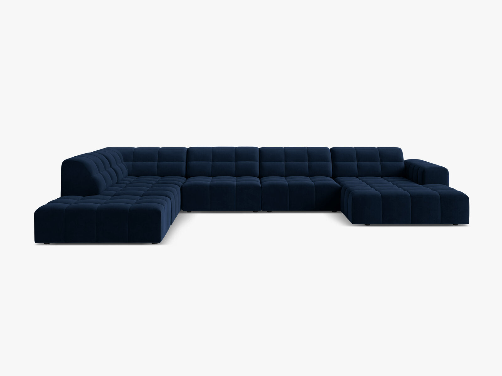 Micadoni Panorama Ecksofa Jennifer 7-Sitzer Links Samt Bluvel Königsblau