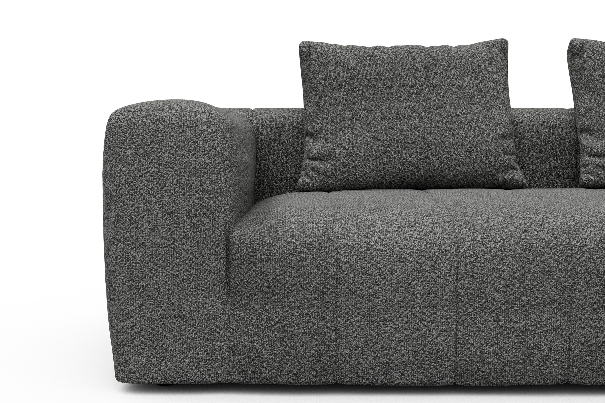 Ecksofa Hugo 2,5-Sitzer Armlehne links mit Chaiselongue Vanora-Warm-Grey